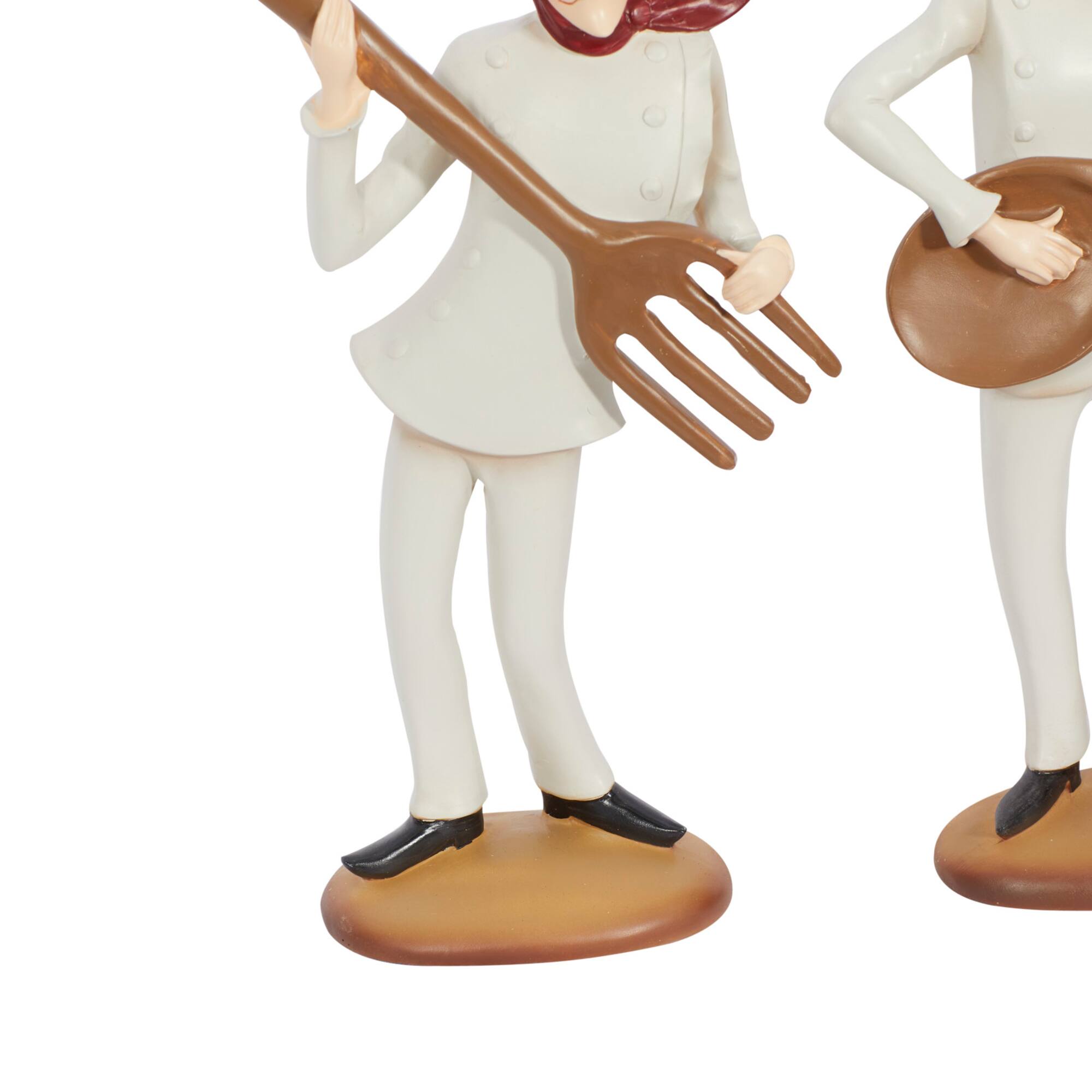 White Polystone Traditional Chef Sculptures, Set of 3